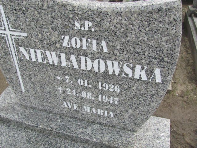Zofia Niewiadowska 1926 Korfantów - Grobonet - Wyszukiwarka osób pochowanych